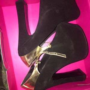 Black & Gold Mary Jane Platforms